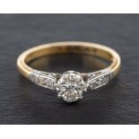 An 18ct gold round brilliant and single-cut, diamond ring,: estimated principal diamond weight ca.