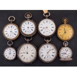 Eight silver and other pocket watches: a Centre Seconds choronograph pocket watch,