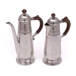 A George V hammered silver two-piece coffee set, maker Liberty & Co, Birmingham,