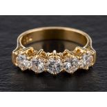 A round, brilliant-cut diamond, half-eternity ring,: total diamond weight 1.