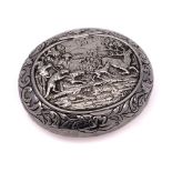 A continental silver oval snuff box, bears import marks for Edwin Thompson Bryant, London,