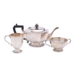 A George VI silver three-piece tea service, maker Josiah Williams & Co, London,