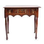 A Jacobean oak side table, late 17th century and later elements,