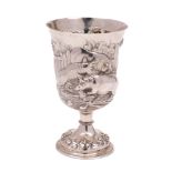 A Victorian silver goblet, maker Daniel & Charles Houle, London, 1859: monogrammed and dated,