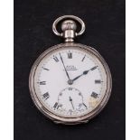 Kay's Keyless Challenge silver pocket watch: the movement having a lever escapement and stamped