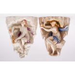 A pair of Royal Worcester tinted parian wall brackets: from a series allegorical of the seasons,