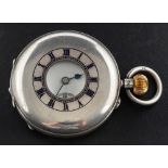 A silver half-hunter pocket watch: the three-quarter plate movement having a lever escapement and