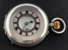 A silver half-hunter pocket watch: the three-quarter plate movement having a lever escapement and