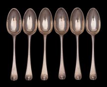 A set of six George III Hanoverian & shell pattern table spoons, maker Paul Callard, London,