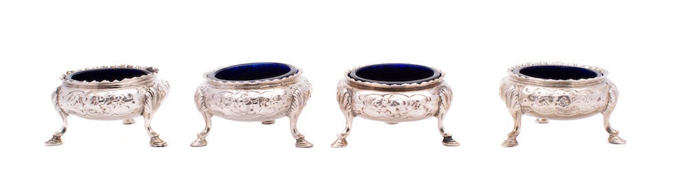 A set of four Victorian silver salts, maker William Ker Reid, London,