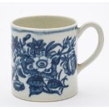 Three First Period Worcester porcelain mugs: comprising one printed with La Peche and verso La