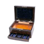 A Victorian coromandel travelling vanity/writing box: of rectangular outline,