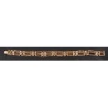 A gate-link bracelet,: stamped '15', length ca. 21cm, total weight ca. 18.3gms.
