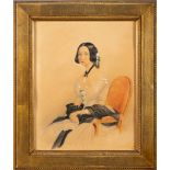 English School Circa 1840- Portrait of a young lady,:- half-length seated,