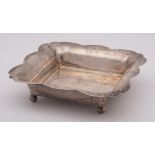 A George V silver dish, maker James Deakin & Sons, Sheffield, 1926: of square outline,