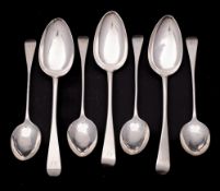 A set of four George III Scottish silver Old English pattern dessert spoons,