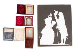 A mixed collection of family and associated miniature silhouette portraits,