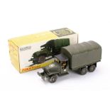 French Dinky Military 809 GMC Covered Wagon: drab green with black cab canvas and green tilt,