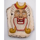 An early 20th century over painted public house grotesque mask: in the form of a bearded man with