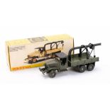 French Dinky Military 808 GMC Crane Truck,: drab green with black canvas and crane, concave hub,