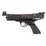 A Webely Hurricane .22 calibre air pistol: black finish with two piece black plastic grips.