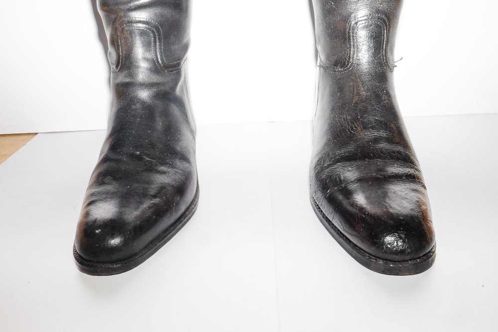 A pair of Tom Hill black leather riding boots with trees: and one other pair of black leather - Image 4 of 4