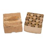 A box of WWII period 25 Eley-Kynoch Smokless (War-Time issue) 12 bore cartridges: *Notes This