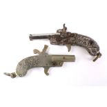 WITHDRAWN A late 19th/ early 20th Century Austrian miniature fob chain pin fire pistol: with