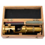 An early 20th century lacquered brass compound student or entomological microscope: unsigned,