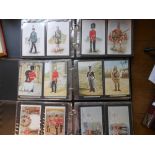 Five albums of late 20th century postcards relating to military regiments and uniforms.