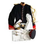 A Blues and Royals Warrant Officer's Uniform: comprising;- tunic with aiguillettes,