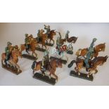 Lineol, nine mounted Cavalry troopers and musicians on trotting horses: includes officer figure.