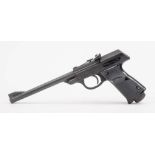 A Walther LP Mod 53 .177 calibre air pistol serial number '110058':, two piece black plastic grips.