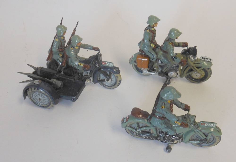 Lineol, a Swiss motorcycle and machine gun sidecar: with rider and pillion passenger,
