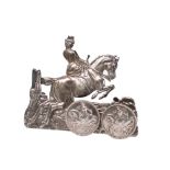 A Victorian silver equestrian menu holder, maker probably Samuel Jacob,