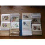 Four postcard albums of assorted subjects: includes Devon topographical, greetings cards,