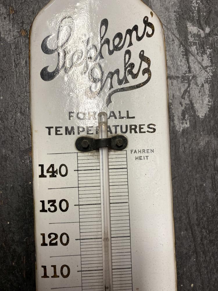 An enamel advertising thermometer for 'Stephens Inks' by Ralph & Jordan, Bilston, - Image 5 of 6