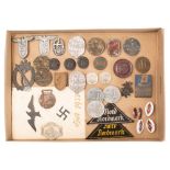 A collection of WWII period NSDAP badges and Totes: including three 1st Mai 1936 Day badges by Paul