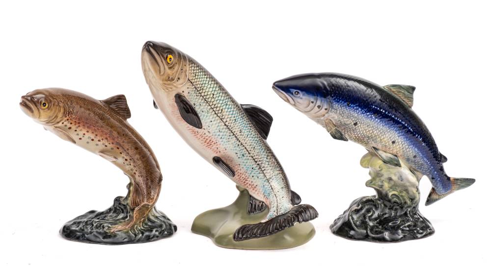 Three Beswick fish: comprising Salmon, Atlantic Salmon and Trout,