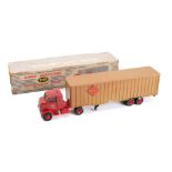 Dinky 948 Tractor-Trailer 'McLean': red cab, brown plastic trailer with decals, plastic hubs,