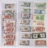 A collection of banknotes: including five Scottish £5 notes, and one Scottish £20 note,