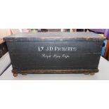 A WWI period overpainted trunk inscribed 'Lt.