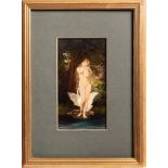 A late 19th century oil over photograph 'Leidh and The Swan', signed W.