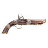 A 19th century flintlock pistol by Roberts?: the 7 1/2 inch octagonal barrel stamped with proof