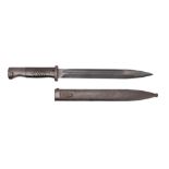 A WWII period German K98 bayonet: the blackened single edged fullered blade numbered '9314' and