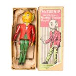 Luntoy Television Series Mr Turnip 7 inch marionette: painted face with jointed body and limbs in