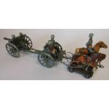 Lineol, a horse drawn artillery train: includes wheeled two horse trolley and rider,