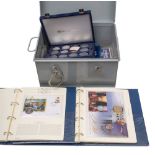 A collection of coins and coin covers in a document tin: including silver 1972 crown,