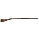 A 19th century 10-bore single barrel percussion cap conversion fowling gun by Hawkes, Hull:,