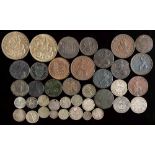 Mixed British and World coins: including 1876 Quarter dollar, 1935 (x2) crowns etc.